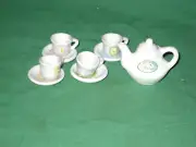 10-PC. DISNEY "FAIRIES" MINIATURE TEA SET - TINKERBELL - TEAPOT, CUPS, SAUCERS