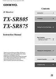 Onkyo Integra TX-SR805 Receiver Owners Instruction Manual