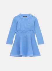 GUESS Blue Long Sleeve Knit Dress Size: 6, Spandex
