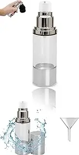 Honwor 2 Pcs Sterile Airless Pump Bottle 1 oz Refillable Vacuum Cosmetic Travel Container for Makeup Foundations Lightweight Shock & Leakproof BPA Free Contains 1Transparent Small Funnel