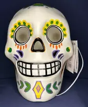 LIGHT-UP SUGAR SKULL -SPOOKY VILLAGE - COLOR CHANGING LIGHT - NEW WITH TAG!