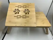 BAMBOO WOOD LAPTOP COMPUTER TABLE TRAY STAND MULTI USE PORTABE FOLDING ADJ