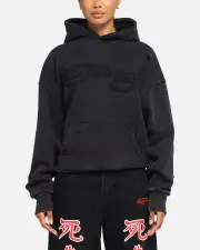 [ED HARDY] Ed Hardy Distressed Hoodie Washed Black - Size M M Washed Black