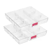 2PK Boxsweden Crystal Organiser Tray 7 Section 34cm Storage Holder Container
