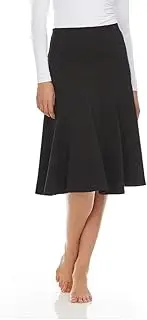 [BGDK] Women’s Cotton A-Line Panel Knee Length Skirt- Elastic Waist Office Pleated Skirt