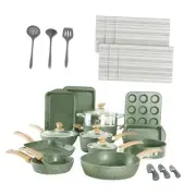 30 Piece Pots and Pans Set Non Stick, Nonstick 30 PCS Cookware Set Green