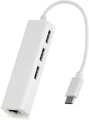 JSER USB 3.1 Type C USB-C Multiple 3 Ports Hub with Ethernet Network Lan Adapter for MacBook & Chromebook