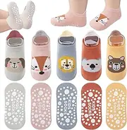 [Camptrip] 5 Pairs of Non-Slip Socks Children, Non-Slip Socks Children, Stopper Socks Children Non-Slip Socks Child ABS Socks Children for Girls Boys (L)