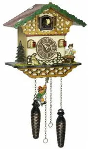 Quartz Cuckoo Clock Black forest house with music and swing TU 4264 QMS NEW