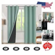 Noise Reducing 100% Blackout Curtains with Thermal Insulation - 42x84 Inch Set