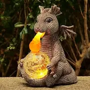mopha Solar Garden Outdoor Statues Dragon Holding Magic Orb with Solar LED Lights Lawn Décor Dragon Sculpture for Garden Yard Lawn Balcony and Home, for Women