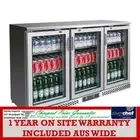 FED COMMERCIAL THREE DOOR SS DRINK COOLER DISPLAY BAR FRIDGE GLASS UNIT SC316SG
