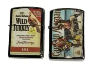 2 PCs Windproof Oil Lighters Vintage Style Captain Morgan And Wild Turkey Design