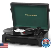 Vinyl Record Player with Built-in Speakers Bass/Treble Gain Vintage Portable