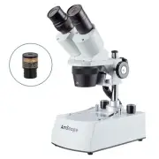 AmScope 20X-40X LED Binocular Stereo Portable Microscope + 1MP Eyepiece Camera