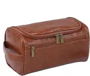 [Generic] PU Leather Cosmetic Bags | Large Capacity Toiletry Organizer Pouch,Men's Toiletry Bags with Hook Men's Travel Bag for Him Men Boyfriend Husband