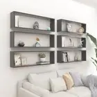 NNEVL Wall Cube Shelves 6 pcs Grey 100x15x30 cm Chipboard