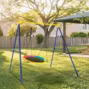 CostwayExtra Large A-Frame Steel Swing Stand with Ground Stakes for Indoor and Outdoor