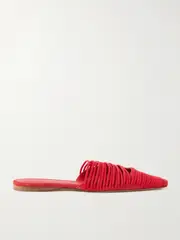[TOVE] TOVE - Kenly Cord-trimmed Suede Mules - Red - IT36 IT 36 Red
