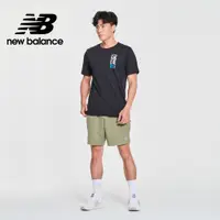 在飛比找PChome24h購物優惠-【New Balance】吸濕排汗拉鍊口袋短褲_男性_綠色_