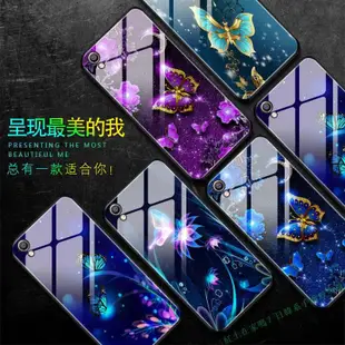 oppo r9手機殼男女款r9s夜光玻璃r9plus/r9splus簡約超薄防摔外殼鋼化玻璃背板手機保護殼手機套防摔殼【