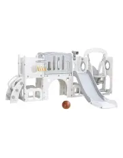 [Keezi] Slide Swing Set Basketball Hoop Ring Football Outdoor Toys 132cm