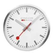 Mondaine wall clock, aluminum, silver, silver, modern