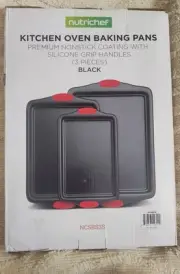 Cookie Sheets for Baking Nonstick Set - 3-Piece Stackable Carbon Steel Baking