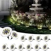 HOMKAI 12 Pack Solar Ground Lights,LED Waterproof Outdoor Solar Garden Lights for Landscape Pathway Garden Porch Yard Pool-Warm Light