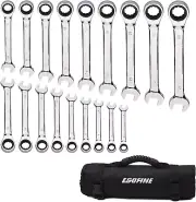 18Pc Metric Wrench Set, 6 Mm - 24 Mm Chrome Vanadium Steel Ratcheting Wrench Set