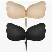 Lot Of 2 Cmojsk Sticky Bra Backless Strapless Push Up Adhesive Lift Cup Size E