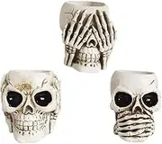 3pcs Skull Tealight Holders Gothic Skeleton Candlestick Candle Holders Halloween Home Decor Spooky Party Decoration Christmas Fireplace Mantel Decor