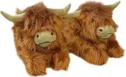 [Zasdvn] Highland Cow Slippers - Scottish Cattle Unisex Plush Non-Slip Animal Slippers for Indoor and Outdoor Use