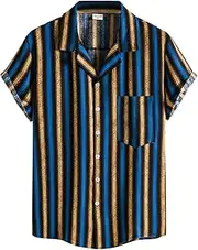 [Generic] Tee T Shirt Color Collar Turn-Down Men's Casual Sleeve Contrast Shirt Stripe Button Short Men Shirts Mens Medium Long Sleeve Shirt