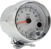 GPVPGHGRJ 3.75 Inch Racing Car Tachometer Gauge 7 LED Colors 0-11000 RPM for 1/2/3/4/5/6/7/8 Cylinder Chrome Shell White Face Meter Speedometer
