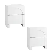 Oikiture 2X Bedside Table 2 Drawers Side Table Storage Cabinet Nightstand White