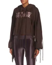 Versace Jeans Couture Fringe Trim Logo Print Sweatshirt