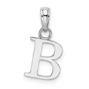 14K White Gold 14Kw Polished Block Letter B Initial Pendant