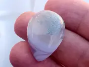 White Banded Plume Agate, High Quality Cabochon, 100% Natural, Teardrop Shape