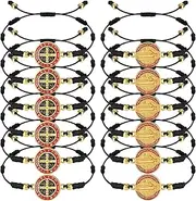 [Fumete] 12 Pieces Bracelets 7 Knot Catholic String Bracelets Adjustable Rosary Bracelet for Women Men