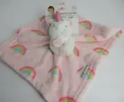 NWT Blankets & Beyond Pink And White Rainbow Unicorn Plush Baby Security Nunu