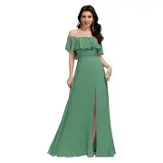 Ever Pretty Off the Shoulder Ruffle Bodice Long Flowy Chiffon Bridesmaid Dress