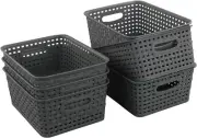 Storage Bins Plastic Storage Basket for Organizing 10 x 7.5x 4" Pack of 6, Gray