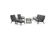 Outdoor Sofa Set Dark Grey Table Chair w/ Cushion Water-repellent Alumnium Frame