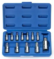 12pc Tamper Resistant 5-Point Star Plus S2 Steel Bit Socket Set w/ Case