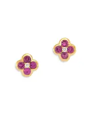 Bloomingdale's Fine Collection Pink Sapphire & Diamond Bezel Clover Stud Earrings in 14K Yellow Gold