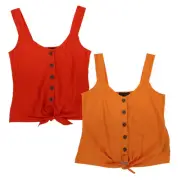 Sanctuary Women's Lightweight Tie Front Tank Top Shirt Button Summer Xs S M L