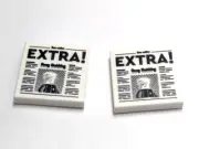 Lego - Minifigure Utensil - Lot of 2 - White, Newspaper Pattern, FLAT TILE 2X2
