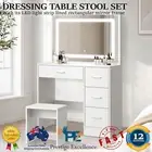 Dressing Table Stool Set Large Makeup Mirror LED Light Vanity USB Input White AU