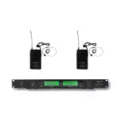 MUSYSIC 2 Channel Dual UHF Lapel / Lavalier & Headset Wireless Microphone System